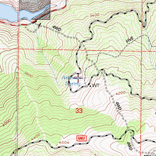 Topographic Map of Artesian Spring, CA