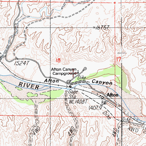 Topographic Map of Afton Canyon Campground, CA
