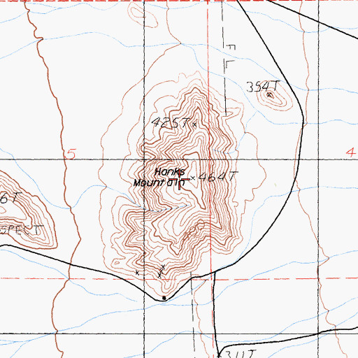 Topographic Map of Hanks Mountain, CA