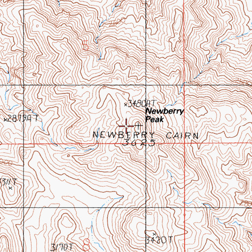 Topographic Map of Newberry Peak, CA