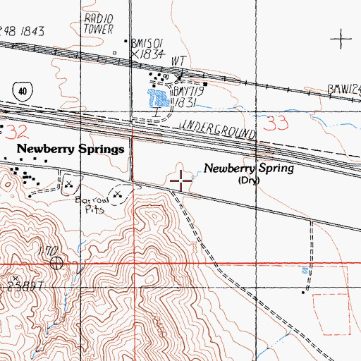 Topographic Map of Newberry Spring, CA
