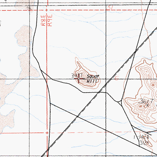 Topographic Map of Squat Hill, CA