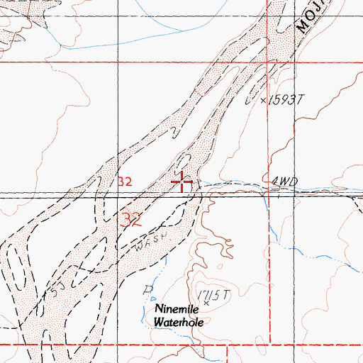 Topographic Map of Wilhelm Wash, CA