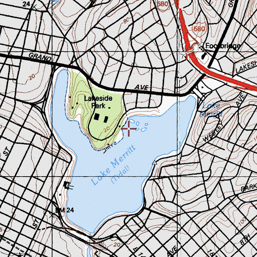 Topographic Map of Lake Merritt Park, CA