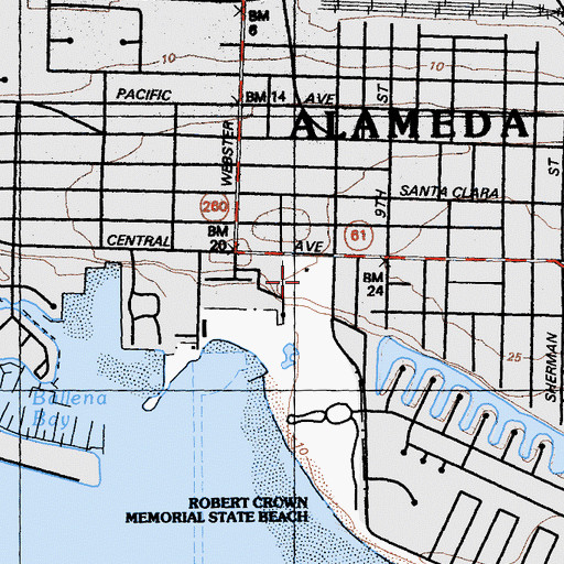 Topographic Map of Washington Park, CA