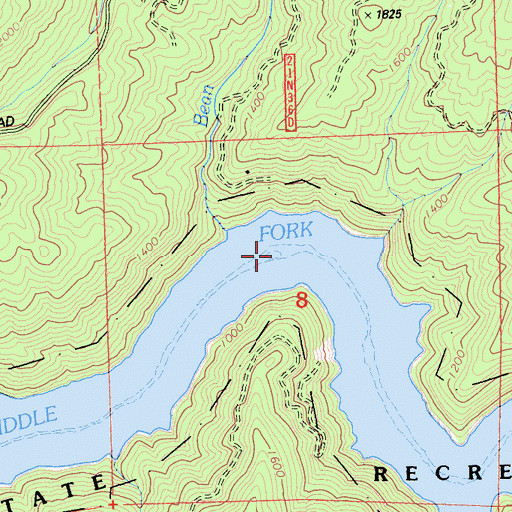 Topographic Map of Bean Creek Bar, CA