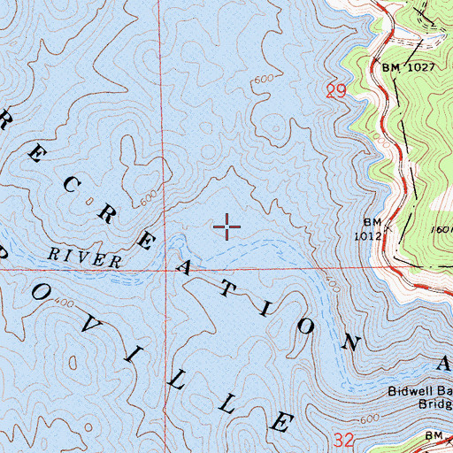 Topographic Map of Bidwell Bar (historical), CA
