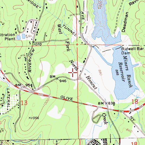 Topographic Map of Miners Ranch, CA