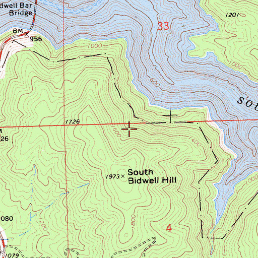 Topographic Map of South Fork (historical), CA