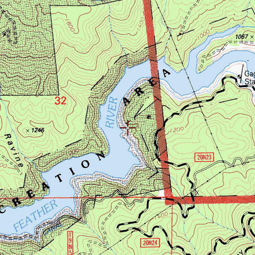 Topographic Map of Southern Cross Mine, CA