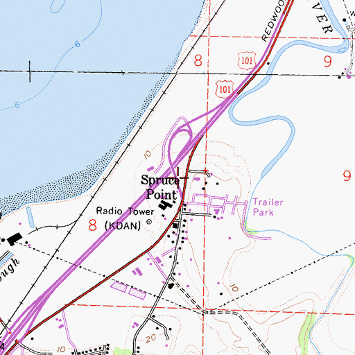Topographic Map of Bucksport School (historical), CA