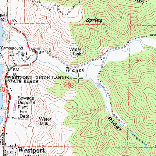 Topographic Map of Rider Creek, CA