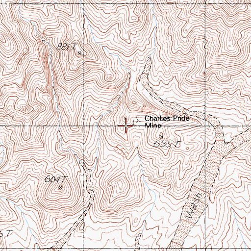 Topographic Map of Charlies Pride Mine, CA