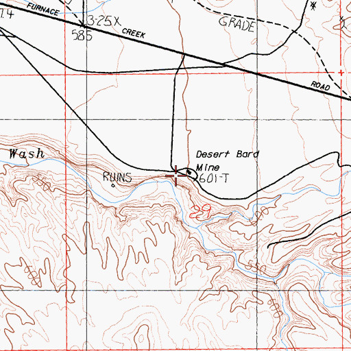 Topographic Map of Desert Bard Mine, CA