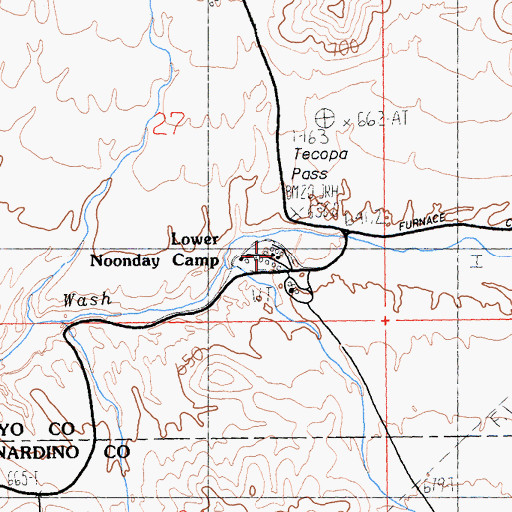 Topographic Map of Lower Noonday Camp, CA