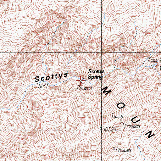 Topographic Map of Scottys Spring, CA