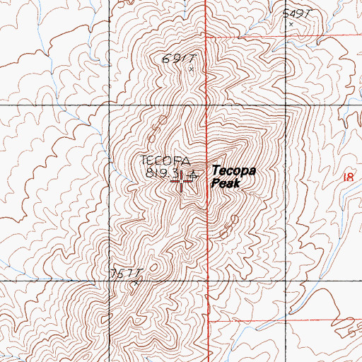 Topographic Map of Tecopa Peak, CA