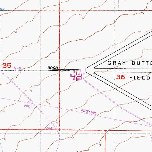 Topographic Map of Gray Butte Field, CA