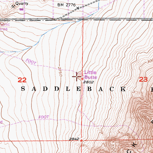 Topographic Map of Little Butte, CA
