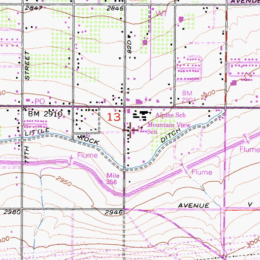 Topographic Map of Mountain View School, CA