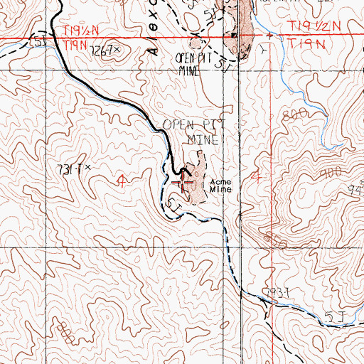 Topographic Map of Acme Mine, CA