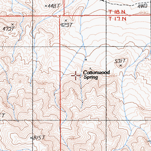 Topographic Map of Cottonwood Spring, CA