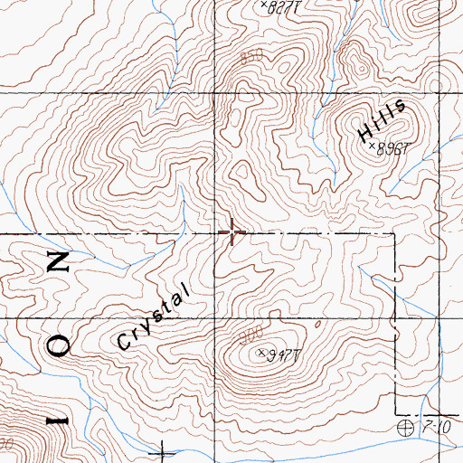 Topographic Map of Crystal Hills, CA