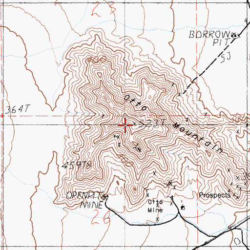 Topographic Map of Otto Mountain, CA
