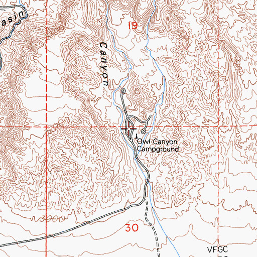 Topographic Map of Owl Canyon Campground, CA