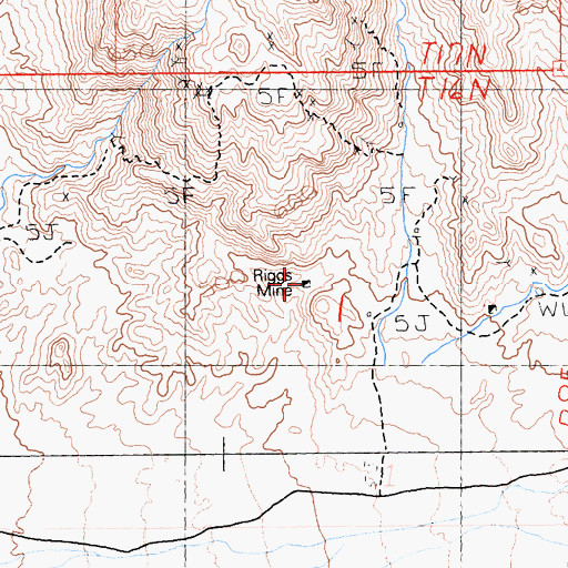 Topographic Map of Riggs Mine, CA
