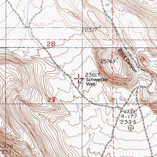 Topographic Map of Schweitzer Well, CA