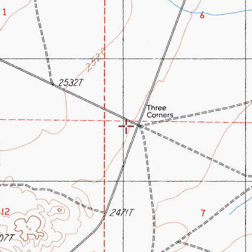 Topographic Map of Three Corners, CA