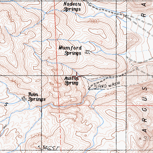 Topographic Map of Austin Spring, CA