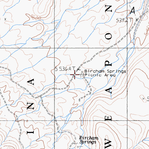 Topographic Map of Bircham Springs Picnic Area, CA