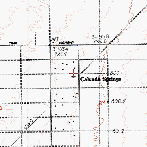 Topographic Map of Calvada Springs, CA