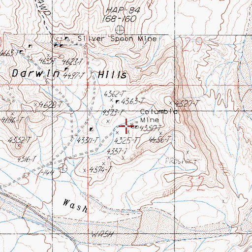 Topographic Map of Columbia Mine, CA