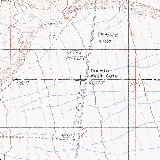 Topographic Map of Darwin West Gate, CA