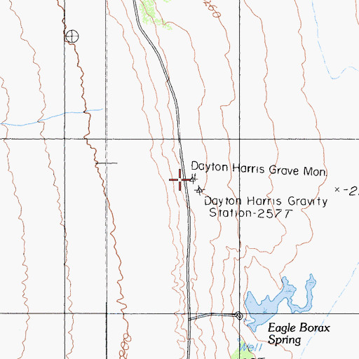 Topographic Map of Dayton Harris Grave Monument, CA