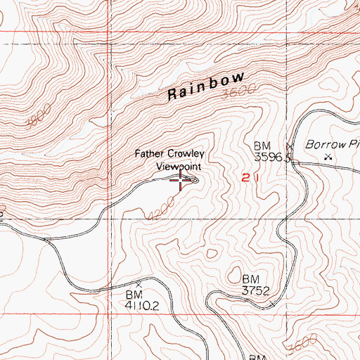 Topographic Map of Father Crowley Viewpoint, CA