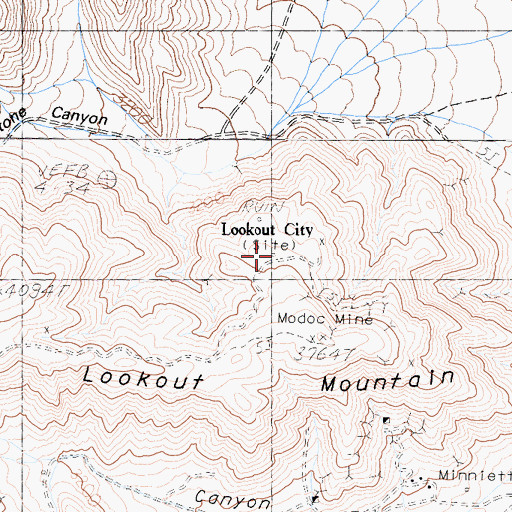 Topographic Map of Lookout City (historical), CA