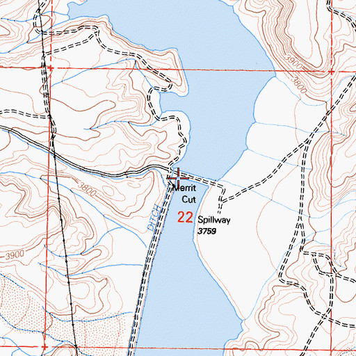 Topographic Map of Merrit Cut, CA