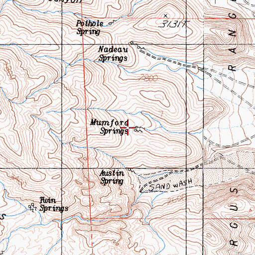 Topographic Map of Mumford Springs, CA