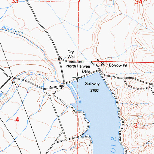 Topographic Map of North Haiwee Dam, CA