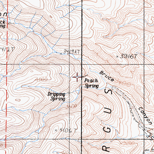 Topographic Map of Peach Spring, CA