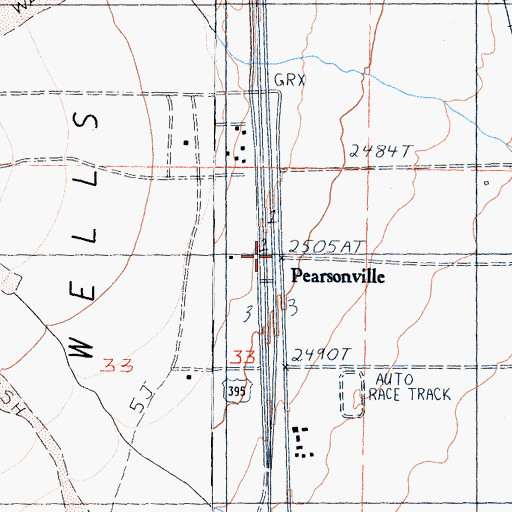 Topographic Map of Pearsonville, CA