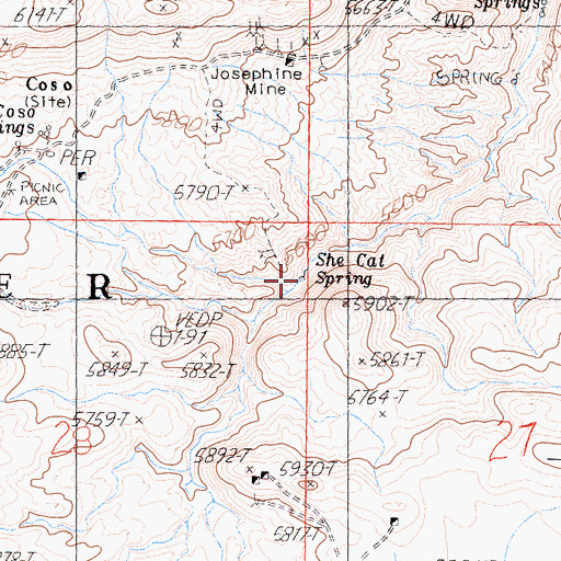 Topographic Map of She Cat Spring, CA