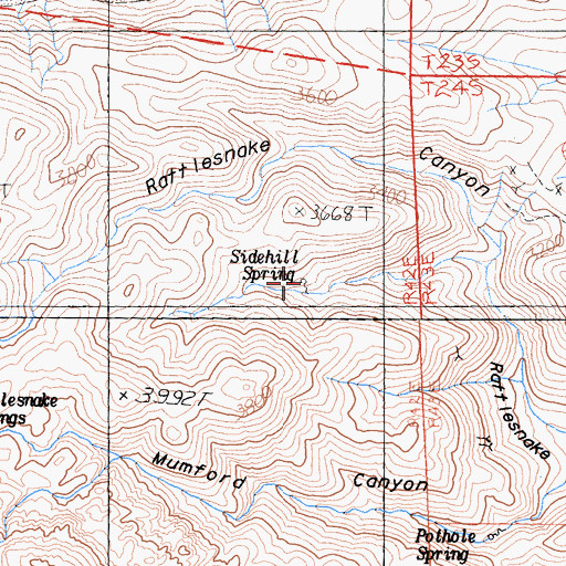 Topographic Map of Sidehill Spring, CA
