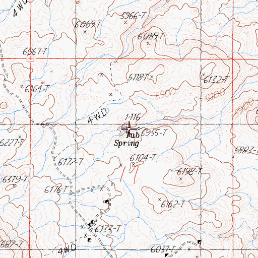 Topographic Map of Tub Spring, CA