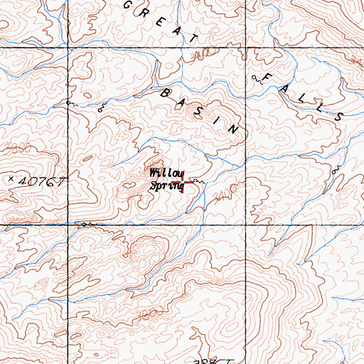 Topographic Map of Willow Spring, CA