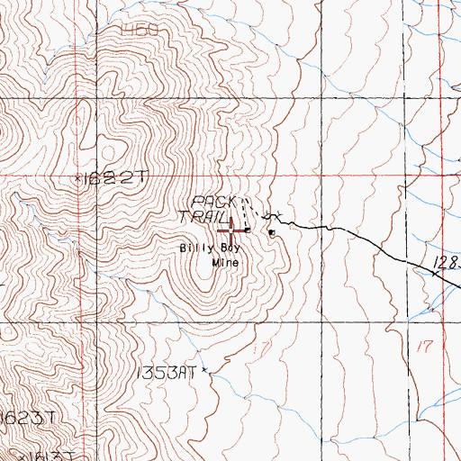 Topographic Map of Billy Boy Mine, CA